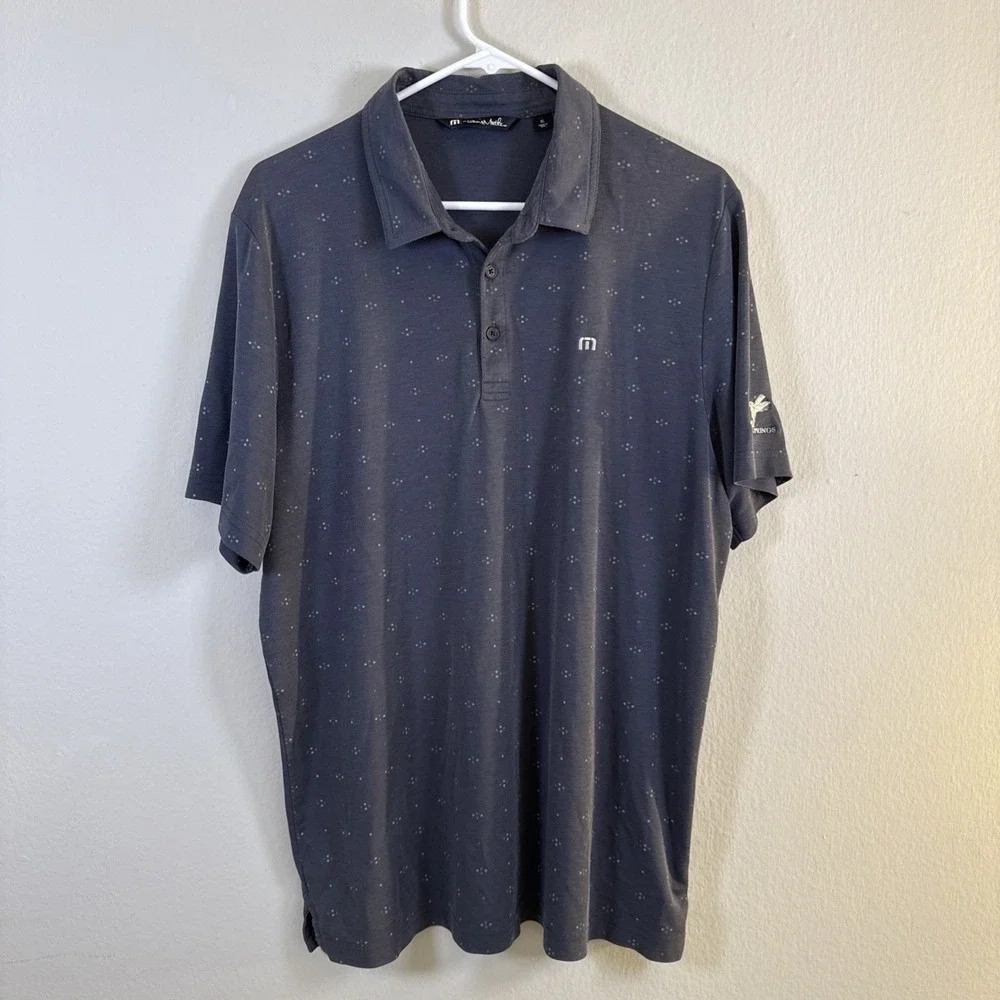Travis Mathew Polo Shirt Mens XL Blue Pima Blend Golf Preppy Collar Armpit Stain
